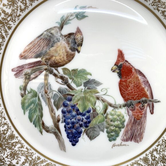 2 Lenox Porcelain Collector Plates Boehm Birds 1976 Cardinal 1981 Eastern Phoebe - Picture 3 of 9